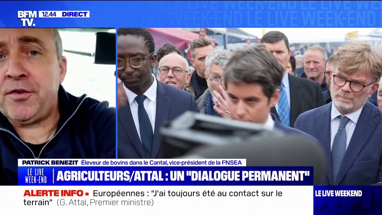 Annonces de Gabriel Attal sur l'agriculture: "Le mouvement n'est absolument pas terminé", déclare Patrick Benezit, vice-président de la FNSEA