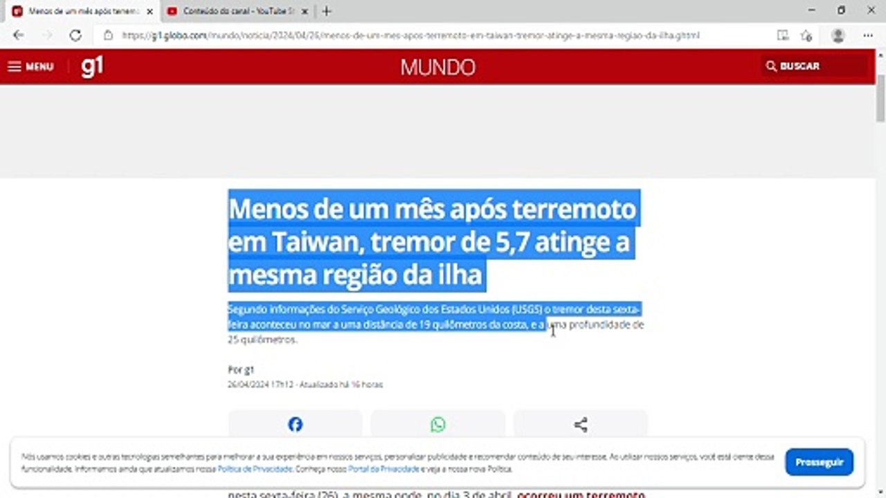 Menos de um mês após terremoto em Taiwan, tremor de 5,7 atinge a mesma região da ilha