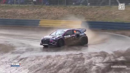 Rallycross France 2024 Lessay Q1 Rytkonen and Peu Big Drift