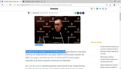 Fundador da Binance pede desculpas enquanto aguarda sentença nos EUA