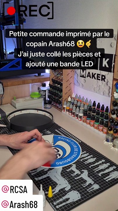 Logo lumineux du Racing Club de Strasbourg imprimé en 3D par @Arash68 dédicace aux fans du @RCSA