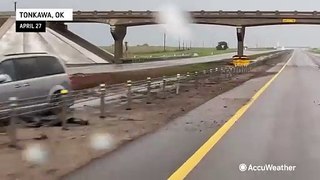 Muddy flooding on Interstate 35 in Oklahoma