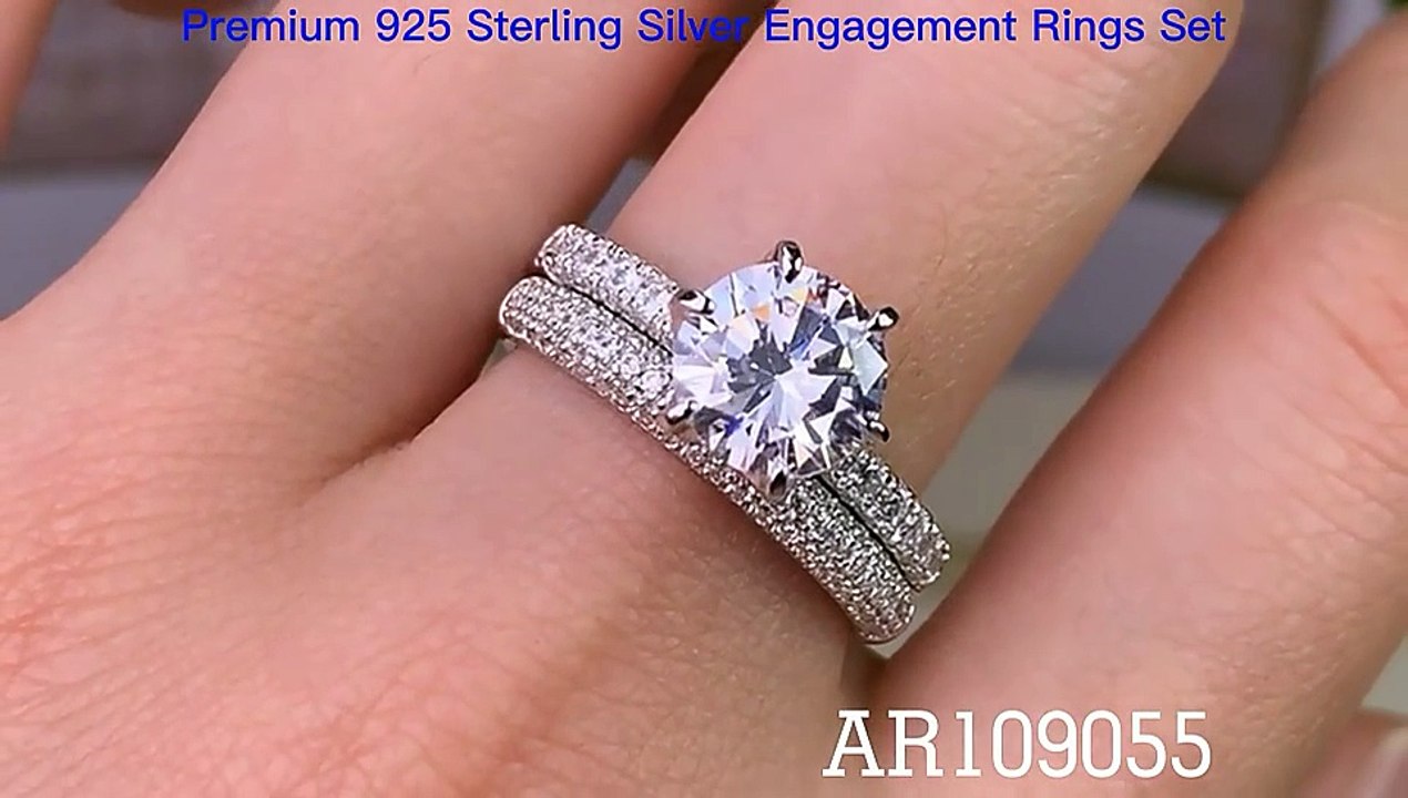 2 piece 925 engagement ring set newshe wedding gold ring for men and women silver ring set PRODUCTS