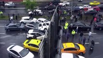 Beşiktaş'ta feci kaza!  Çok sayıda araç birbirine girdi