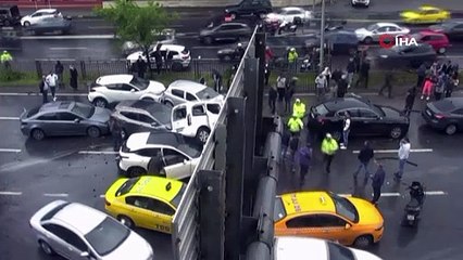 Beşiktaş'ta feci kaza!  Çok sayıda araç birbirine girdi