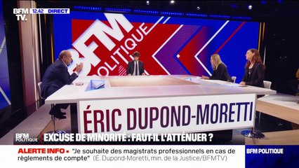 Atténuation de l'excuse de minorité: "Ça a provoqué un débat et c'est bien normal", réagit Éric Dupond-Moretti, qui se dit "solidaire" avec le gouvernement