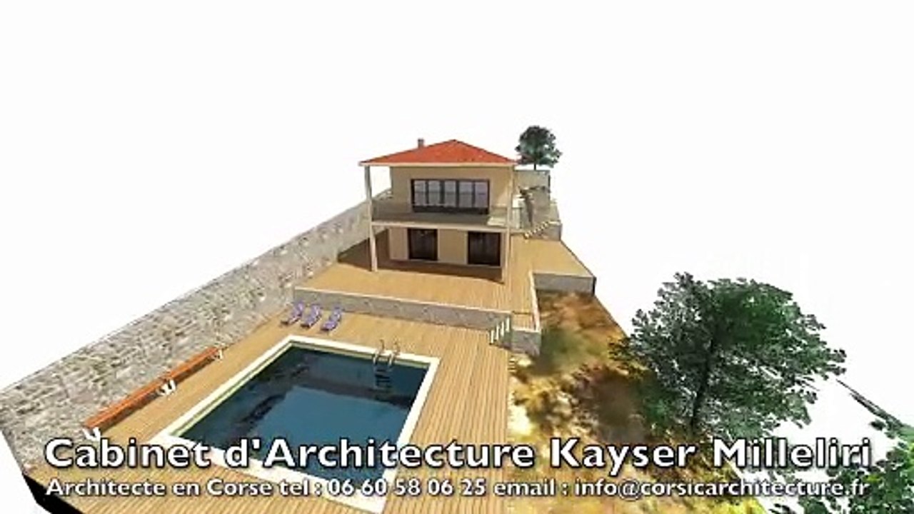 Maison de ville sur terrain en pente en Corse - Villa moderne de standing avec piscine Architecte en Corse