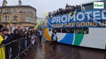 Mansfield Town Fc open top bus through Mansfield