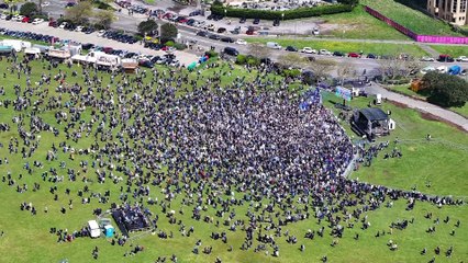 John Mousinho shares delight at Portsmouth FC's celebration party on Southsea Common