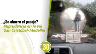¿Se ahorró el pasaje? Polizón en camión cisterna en la vía San Cristóbal Medellín