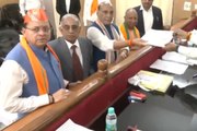 लखनऊ से राजनाथ सिंह ने दाखिल किया नामांकन, CM योगी और धामी रहे मौजूद