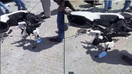 राजस्थान में सड़क हादसा, तेज रफ्तार कार से इलेक्ट्रिक स्कूटर के उड़े परखच्चे, वायरल हुआ 21 सेकेंड का VIDEO