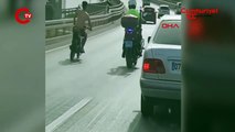 Polisten kaçtı... Motosikletten düşünce yakalandı!