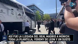 Así fue la llegada del Real Madrid a Múnich: toda la plantilla, Yeremy de Leon y un susto