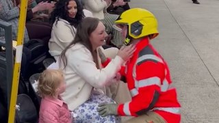 Footage shows a firefighter proposing to his girlfriend - at his pass out parade