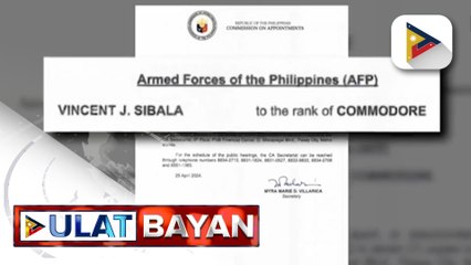 Ad interim appointment ni Cmdre. Vincent Sibala, isinumite para sa kumpirmasyon ng CA