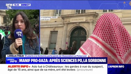 Manifestation propalestinienne à la Sorbonne: "L'ensemble de la mobilisation condamne l'antisémitisme", affirme Lorelia Frejo, porte-parole de l'association "Le poing levé"