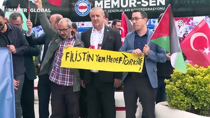 Memur-Sen'den BM'ye Gazze protestosu! Siyah çelenk bıraktılar