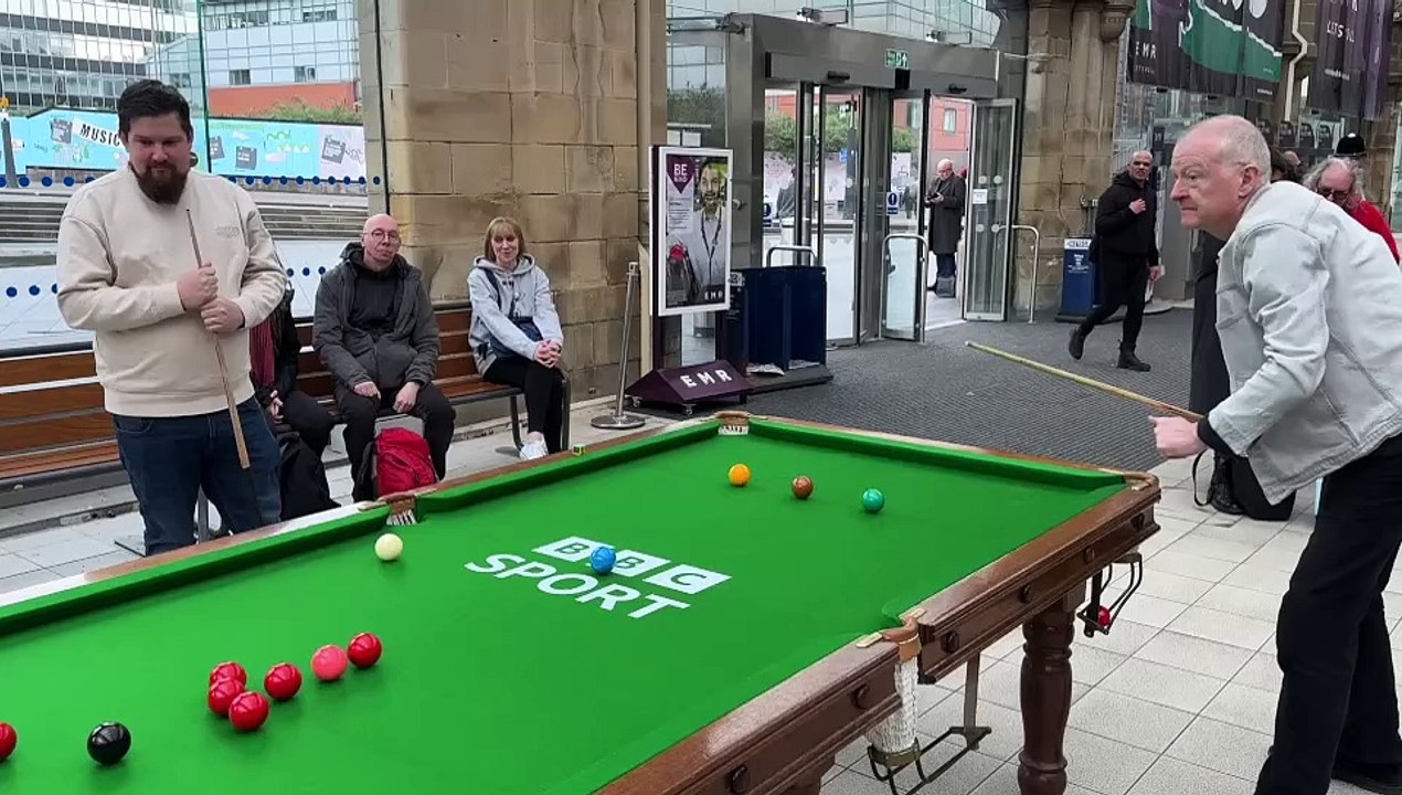 In conversation with snooker legend, Steve Davis, at Sheffield train station