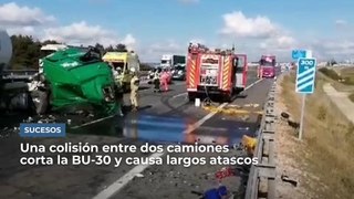 Un accidente entre dos camiones corta la circunvalación de Burgos y causa largas retenciones