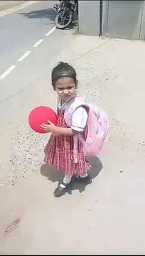 Cute Trishu with baloon after school | April24