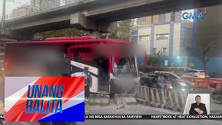 Mga barrier sa EDSA Santolan, inararo ng bus | UB