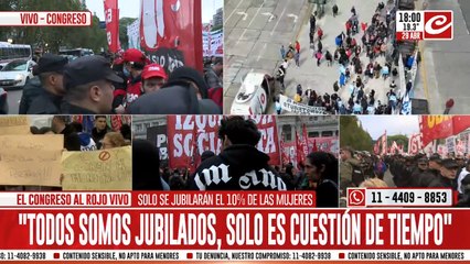 Marcha contra la Ley Bases: jubilados y policía cara a cara