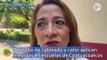 Por robo de cableado y calor aplican medidas en escuelas de Coatzacoalcos; alumnos llevan sus ventiladores