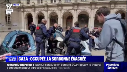 Soutien à Gaza: les images de l'évacuation des étudiants qui avaient posé des tentes dans l'enceinte de la Sorbonne