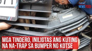 Mga tindero, iniligtas ang kuting na na-trap sa bumper ng kotse | GMA Integrated Newsfeed