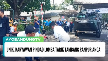 Unik, Karyawan Pindad Lomba Tarik Tambang Ranpur Anoa