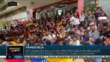 Universitarios de la FVEU protestaron en rechazo al genocidio de Israel contra Palestina