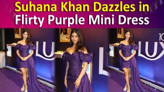 Suhana Khan Flaunts Sweetheart Neckline in Dreamy Purple Mini Dress