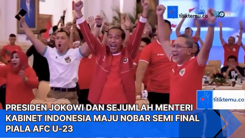 Presiden Jokowi Nobar Pertandingan Indonesia VS Uzbekistan dengan Beberapa Menteri Kabinet Indonesia Maju di Istana Negara