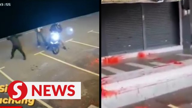 Police looking for three suspects who splashed red paint at a nasi kandar restaurant