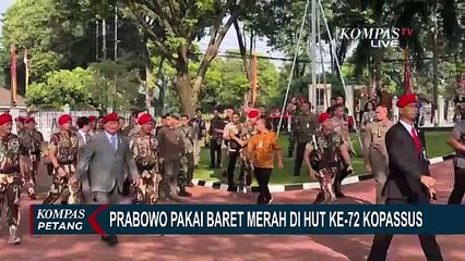 Prabowo Pakai Baret Merah saat Hadiri HUT Ke-72 Kopassus