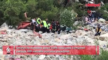 100 metrelik uçuruma yuvarlanan sürücü için ekipler seferber oldu
