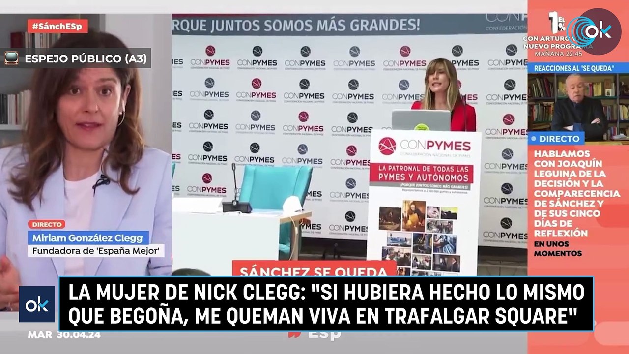 La mujer de Nick Clegg: "Si hubiera hecho lo mismo que Begoña, me queman viva en Trafalgar Square"