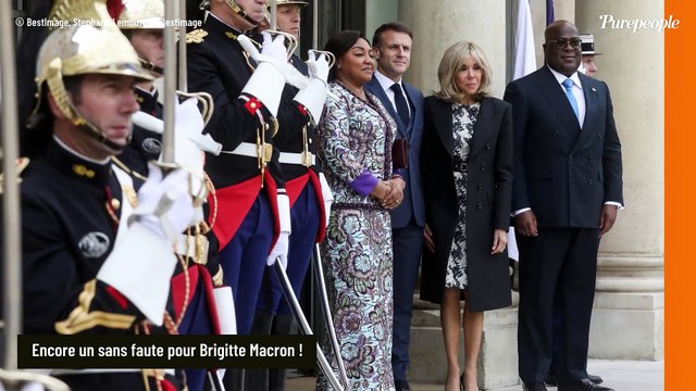 PHOTOS Brigitte et Emmanuel Macron : Déjeuner de travail à l'Elysée, la première dame rivalise d'élégance avec son invitée