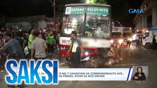 Bus na nang-araro ng 7 sasakyan sa Commonwealth Ave., nawalan umano ng preno, ayon sa bus driver | Saksi