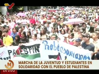 Скачать видео: Caracas | Jóvenes y estudiantes inician marcha en solidaridad con el pueblo de Palestina