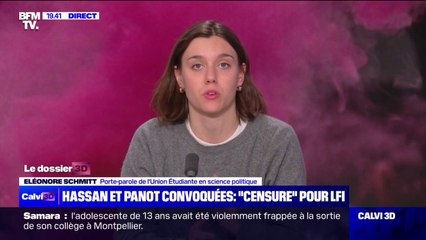 Auditions de Mathilde Panot et Rima Hassan: Éléonore Schmitt (porte-parole de l'Union Étudiante) dénonce une "censure" et un "musellement des voix pour la paix"