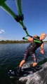 Man Does Tricks While Wakeboarding