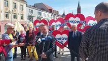 Białystok. Konferencja europosła Tomasza Frankowskiego z KO