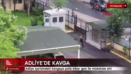 Diyarbakır’da adliye içerisindeki kavgaya polis biber gazı ile müdahale etti