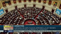 Cámara de Diputados de Argentina  aprobó la Ley Bases con 142 votos a favor