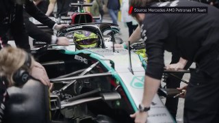 Lewis Hamilton takes his Mercedes for a spin around New York