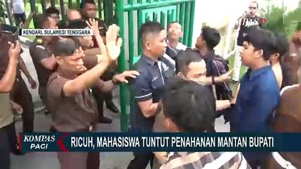 Unjuk Rasa Mahasiswa Depan Kantor Kejati Sulawesi Tenggara di Kendari Berakhir Ricuh