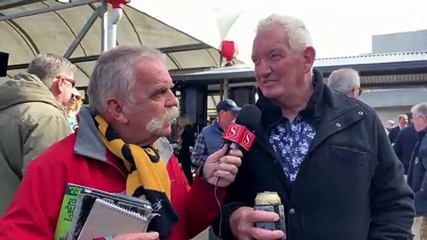 Watch: The Standard reporter Tim Auld with Geoff 'Boofa' Lewis who has a runner in the Wangoom Handicap