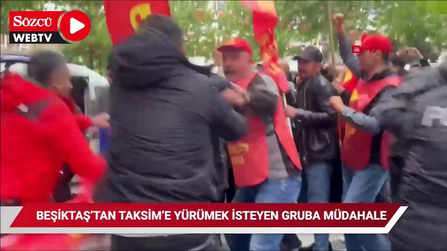 Beşiktaş'tan Taksim'e yürümek isteyen gruba polis müdahalesi